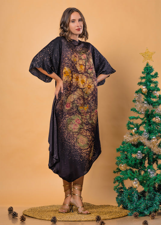Batik drape side midi dress dress