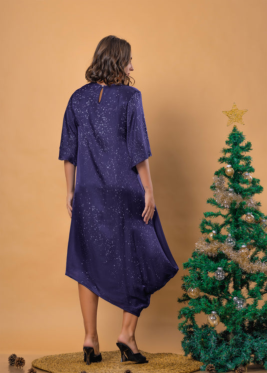 Batik drape side midi dress dress