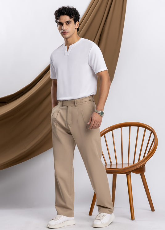 Waffle Notch Neck Short Sleeve T-Shirt