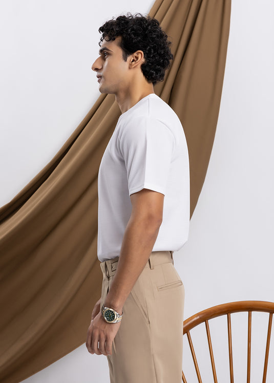 Waffle Notch Neck Short Sleeve T-Shirt