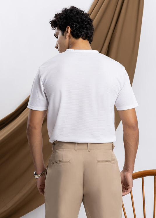 Waffle Notch Neck Short Sleeve T-Shirt