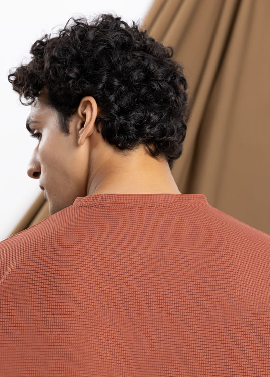 Waffle Notch Neck Short Sleeve T-Shirt