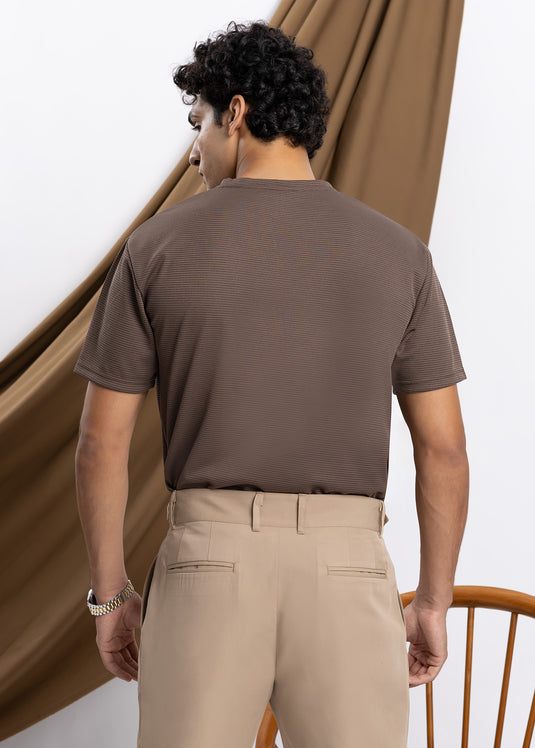 Waffle Notch Neck Short Sleeve T-Shirt