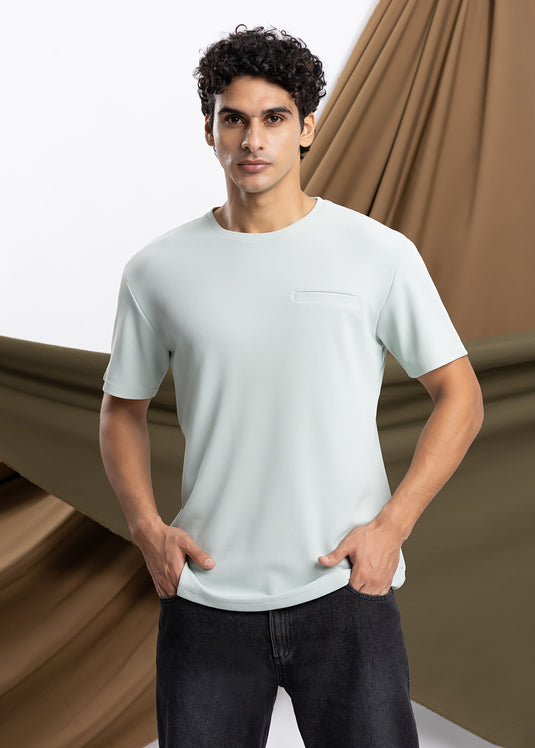 Detailed Waffle Crew Neck T-Shirt