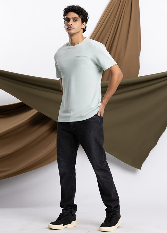 Detailed Waffle Crew Neck T-Shirt