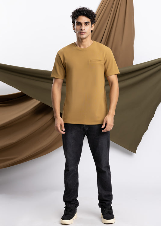 Detailed Waffle Crew Neck T-Shirt