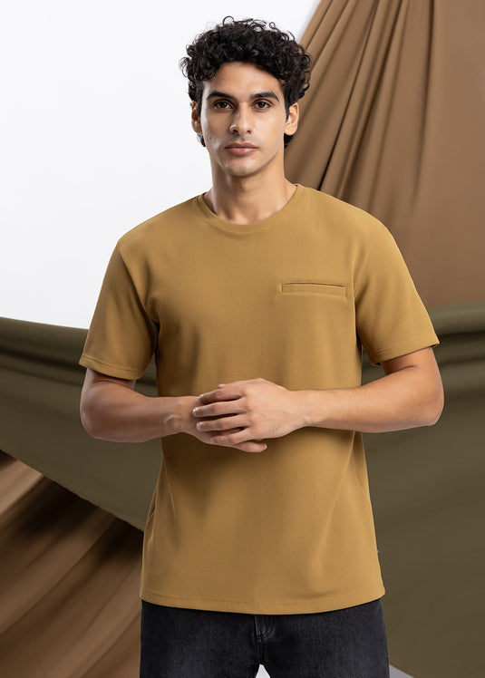 Detailed Waffle Crew Neck T-Shirt