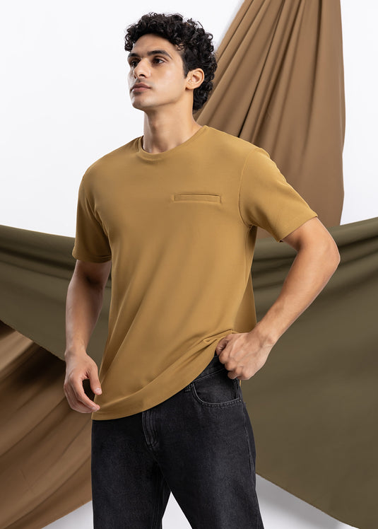 Detailed Waffle Crew Neck T-Shirt