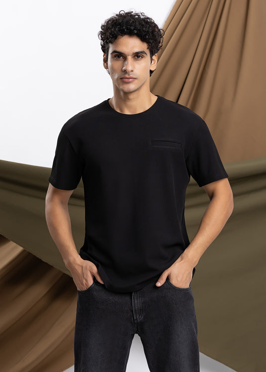 Detailed Waffle Crew Neck T-Shirt