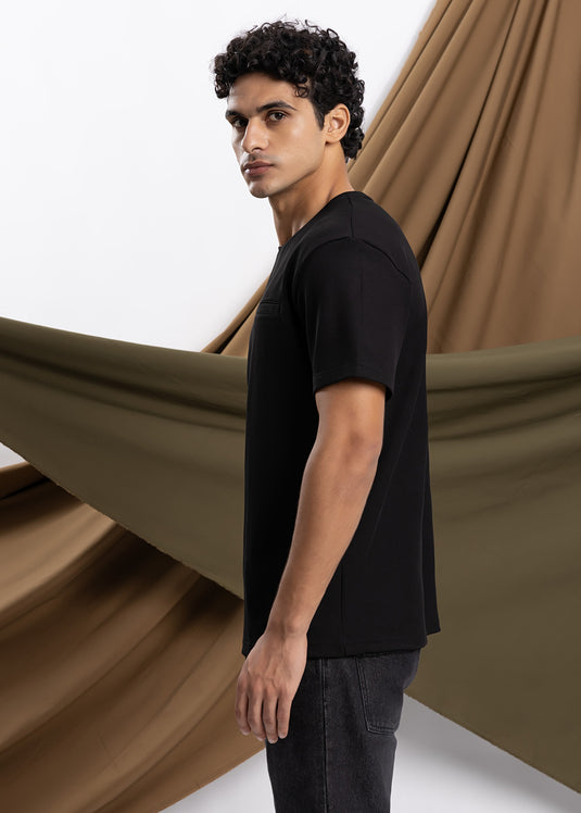 Detailed Waffle Crew Neck T-Shirt