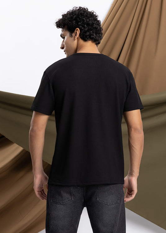 Detailed Waffle Crew Neck T-Shirt