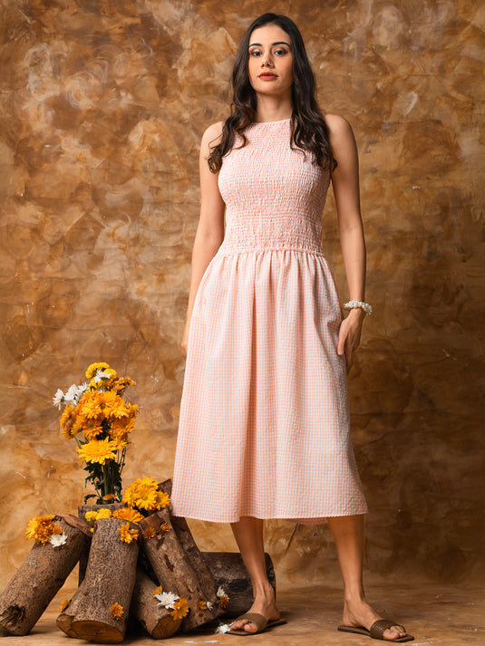 Sleeveless smocking dress