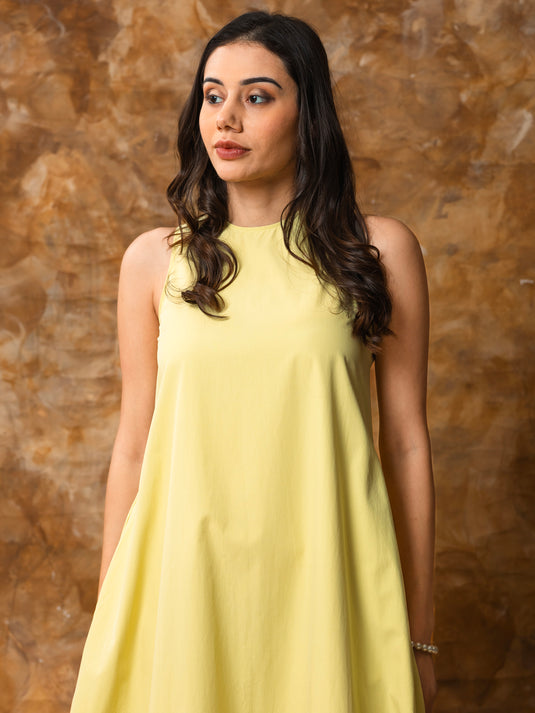 Sleeveless round neck midi dress