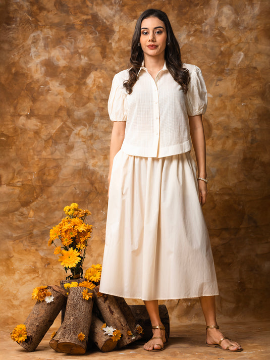 Puff sleeve button down blouse