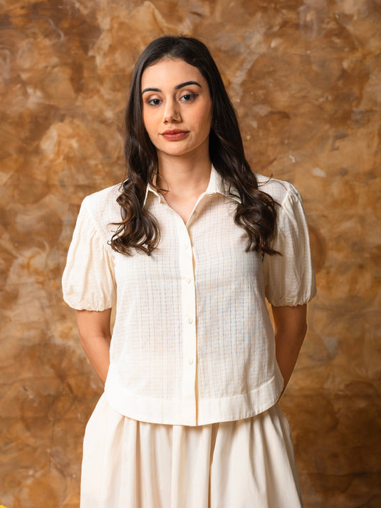 Puff sleeve button down blouse