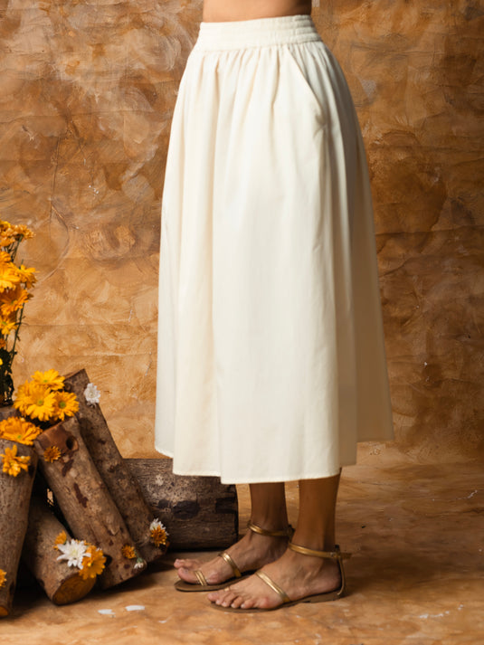 Elasticated waist midi skirt