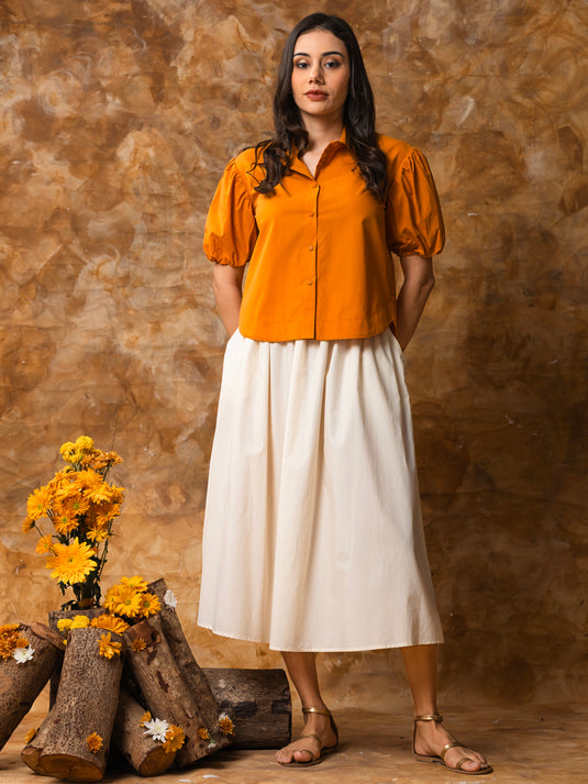 Puff sleeve button down blouse