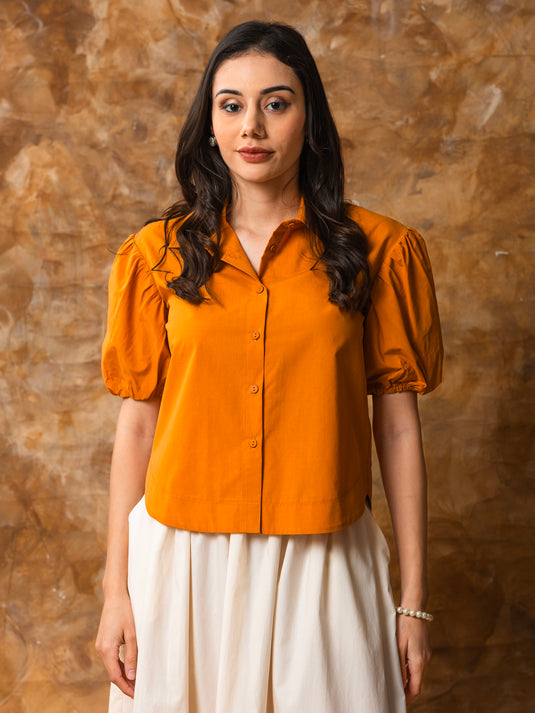 Puff sleeve button down blouse