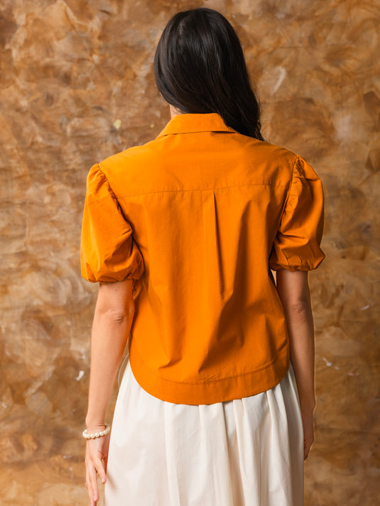 Puff sleeve button down blouse