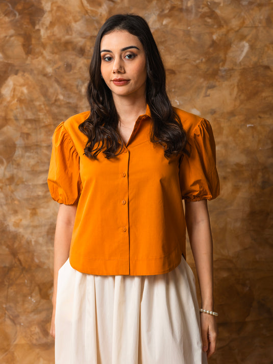 Puff sleeve button down blouse