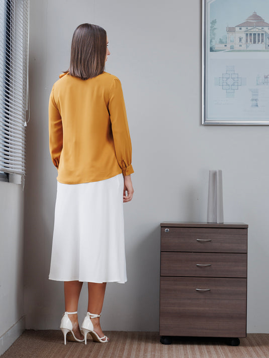 Button down blouse with ruffle