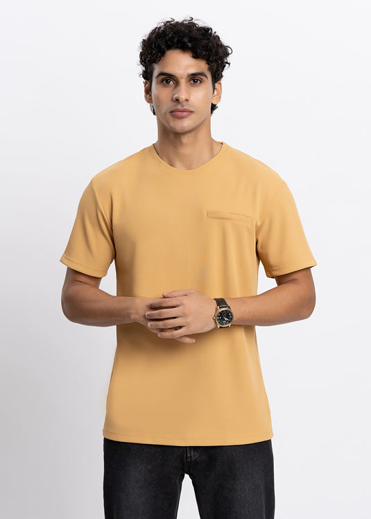 Detailed Waffle Crew Neck T-Shirt