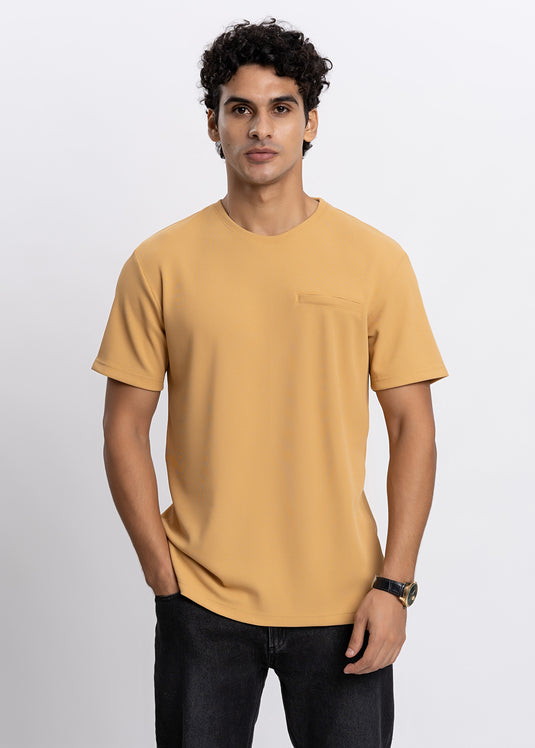 Detailed Waffle Crew Neck T-Shirt