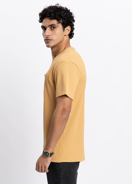 Detailed Waffle Crew Neck T-Shirt