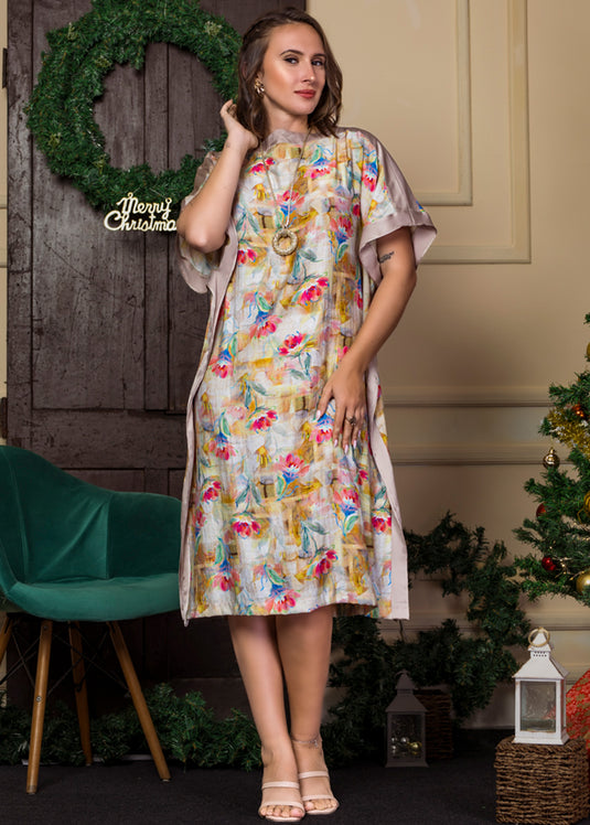 Printed Kaftan with Contrast Panels