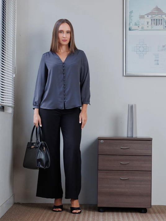 Long sleeve V neck blouse