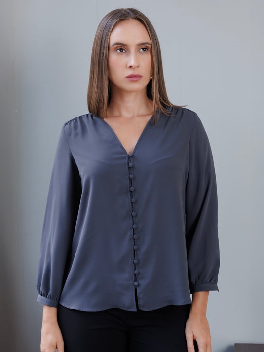Long sleeve V neck blouse