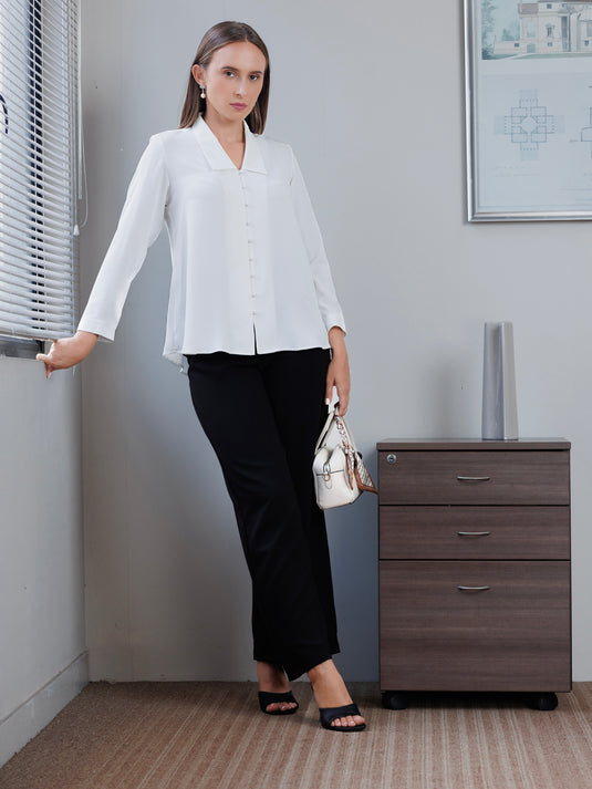 Collar detailed button down blouse