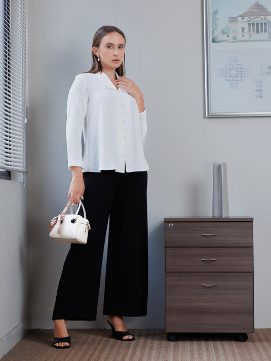 Collar detailed button down blouse