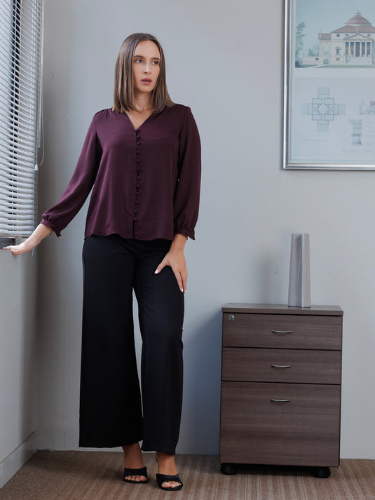 Long sleeve V neck blouse