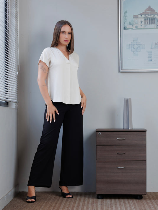 V neck blouse front pleat