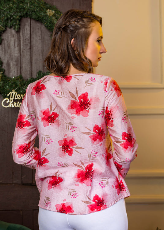 Basic Printed Blouse With Wide Hem