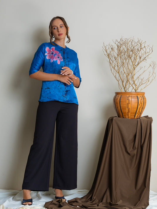 Dolman sleeve batik floral top