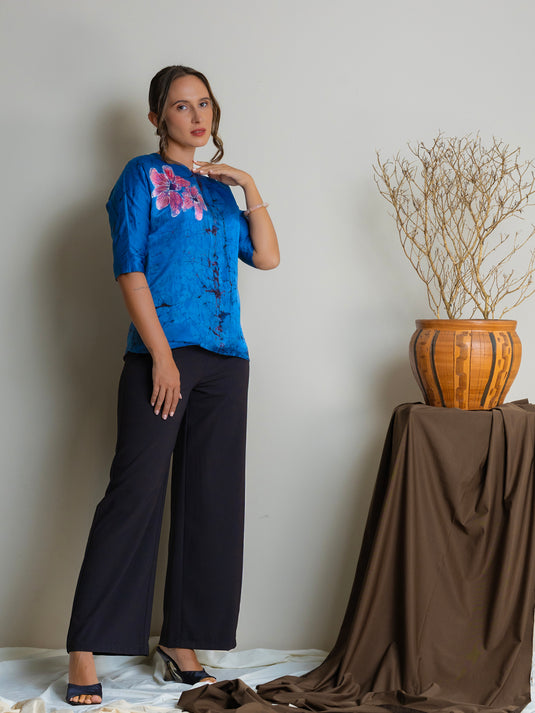 Dolman sleeve batik floral top