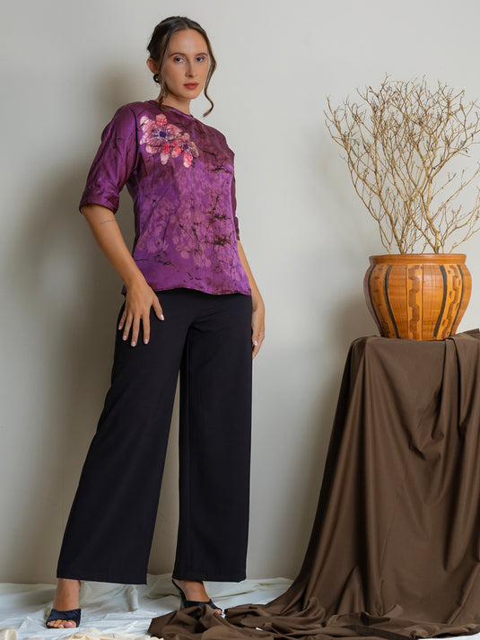 Dolman sleeve batik floral top