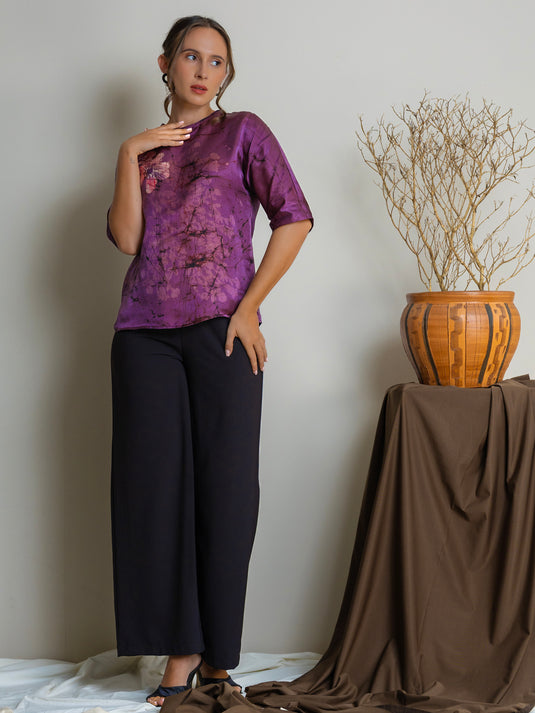 Dolman sleeve batik floral top