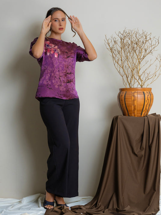 Dolman sleeve batik floral top