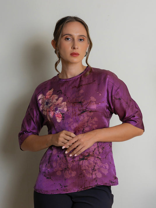 Dolman sleeve batik floral top