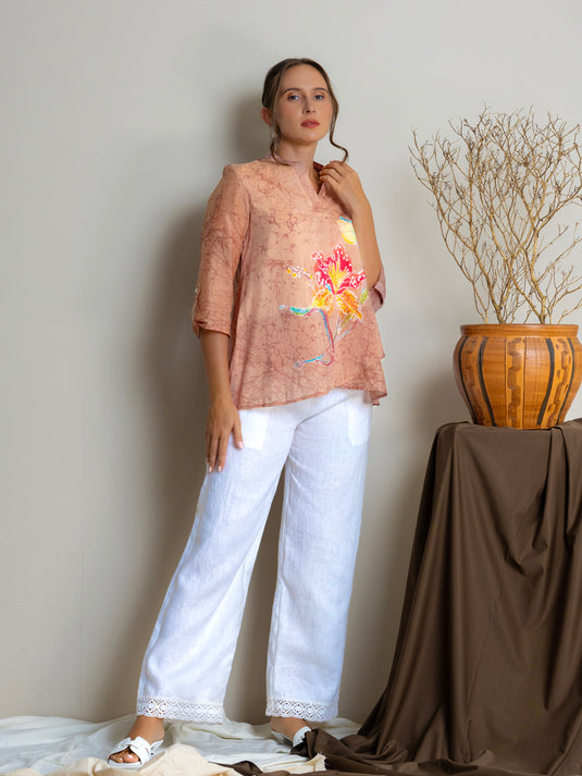 Batik sik paint floral top