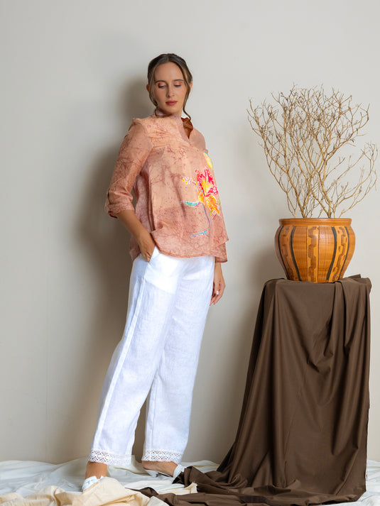 Batik sik paint floral top