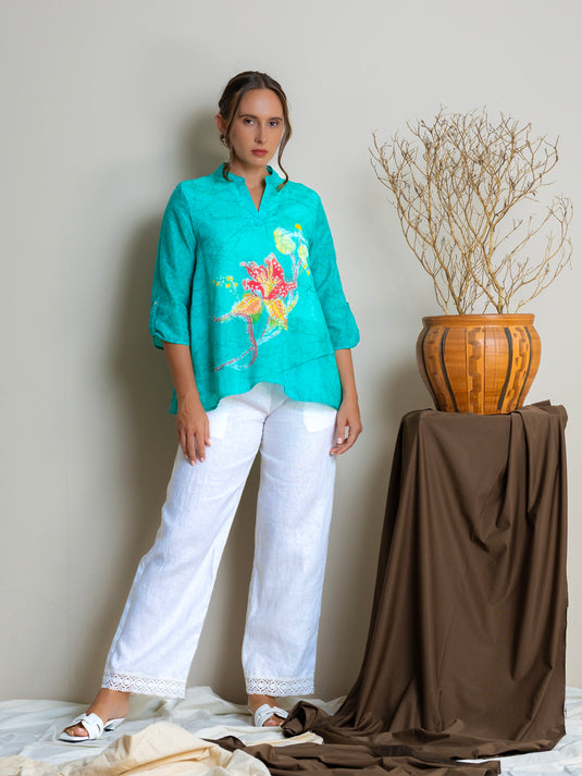 Batik sik paint floral top