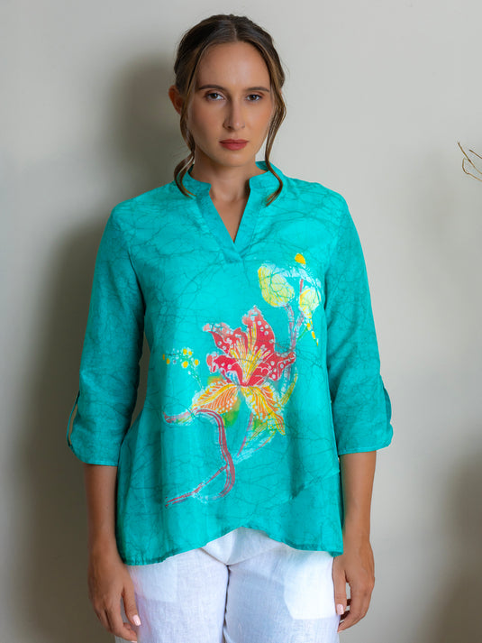 Batik sik paint floral top