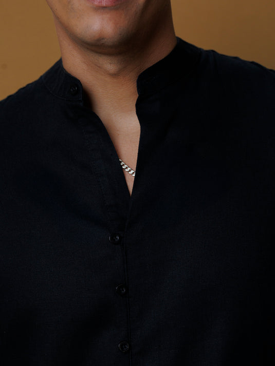 Mao collar button up shirt