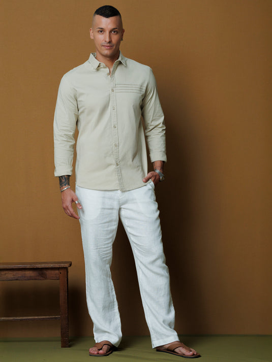 Regular front pleated L/S shirt