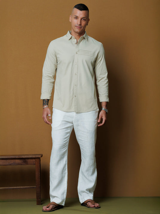 Regular front pleated L/S shirt