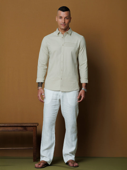 Regular front pleated L/S shirt